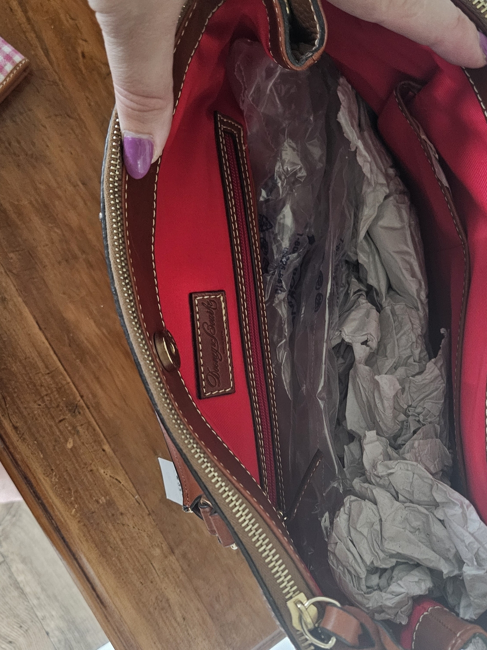 Dooney & Bourke Pebble Leather Satchel - Cognac Brown - Picture 4 of 5